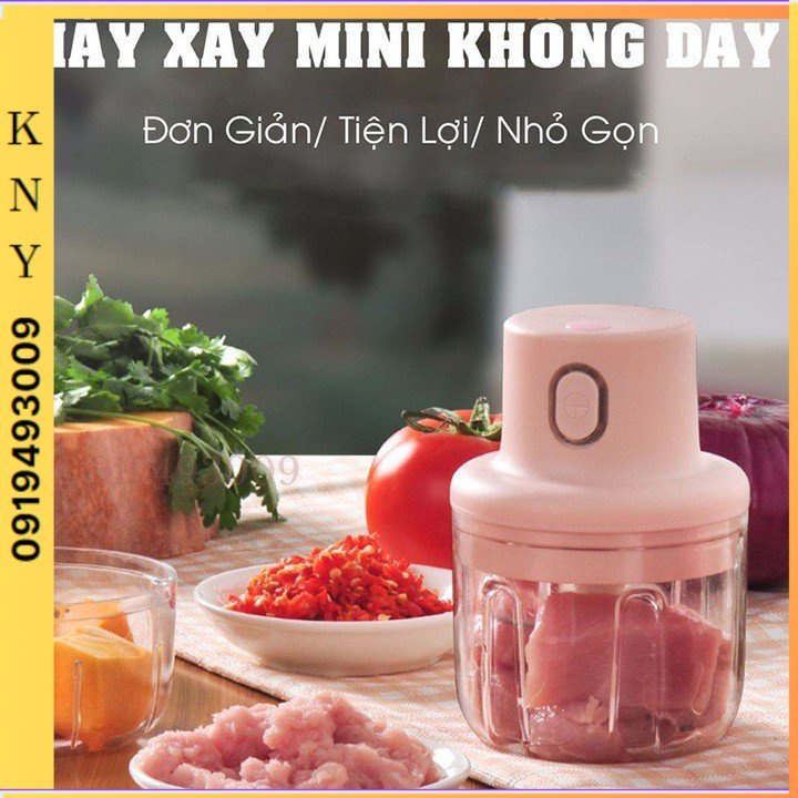 Máy Xay Tỏi Ớt Mini - Dụng Cụ Xay Tỏi Ớt Đa Năng Sạc Điện Có Cổng USB KNY SHOP