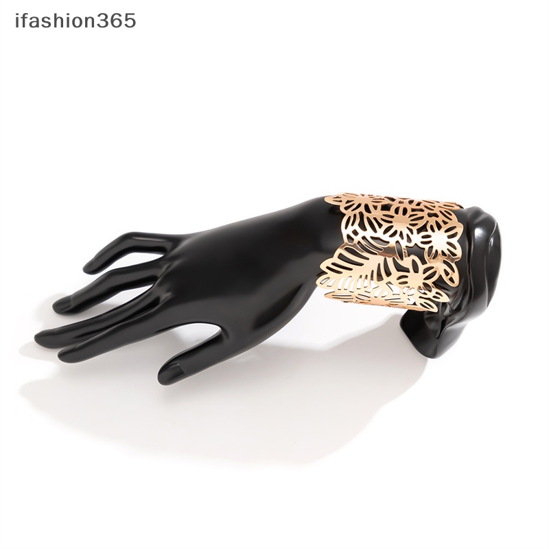 Vòng Đeo Tay Kim Loại Dạng Hở Hình Hoa Lá Thời Trang Cho Nữ ifashion365