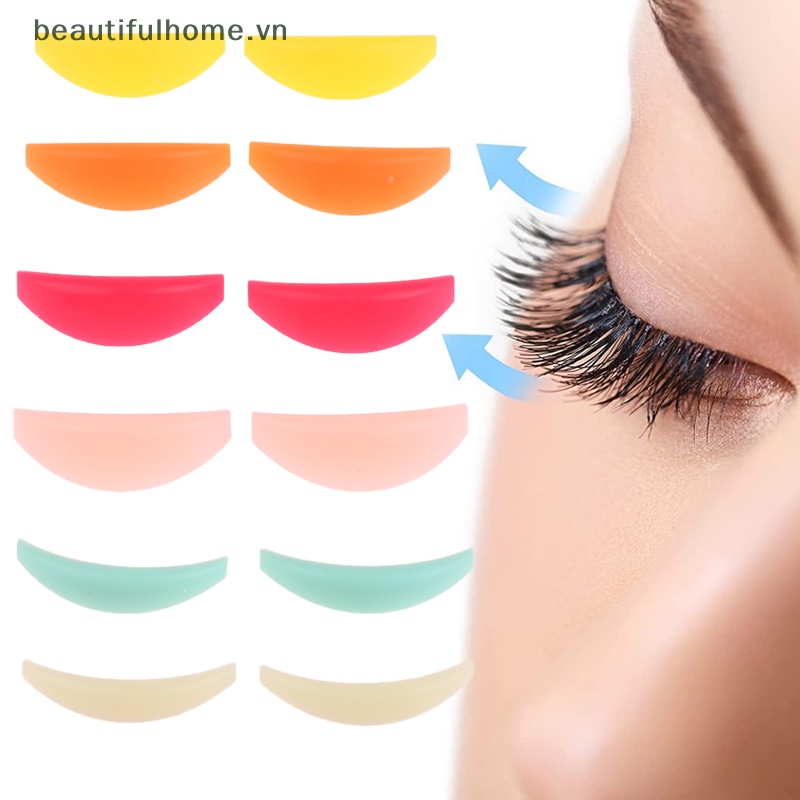Bộ 6 Cặp Đệm Silicone Nhiều Màu Uốn Cong Lông Mi Có Thể Tái Sử Dụng