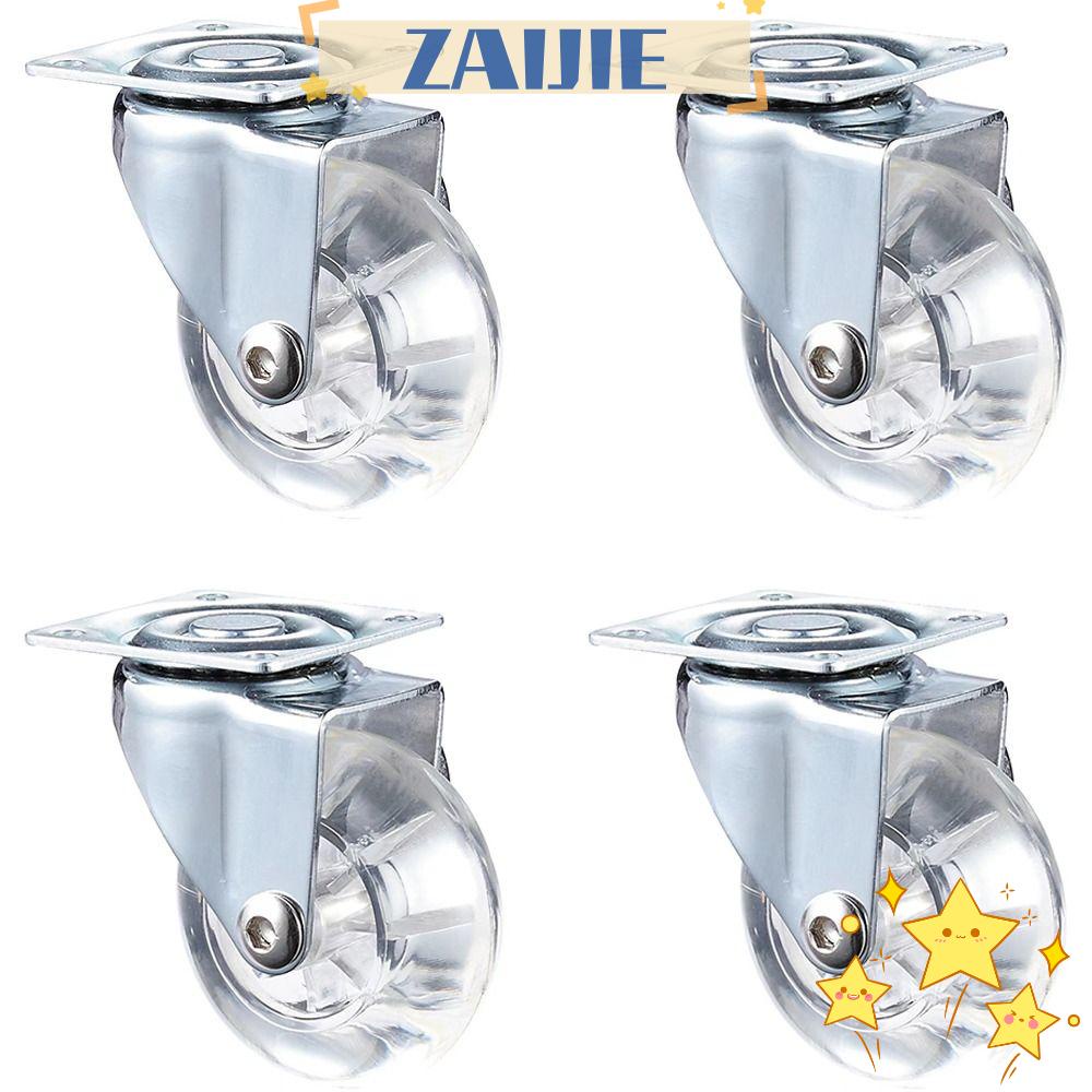 Zaijie Set 24 4 Bánh Xe Trong Suốt Tải Trọng 360 lbs Hình Vuông Bằng Polyurethane Castor