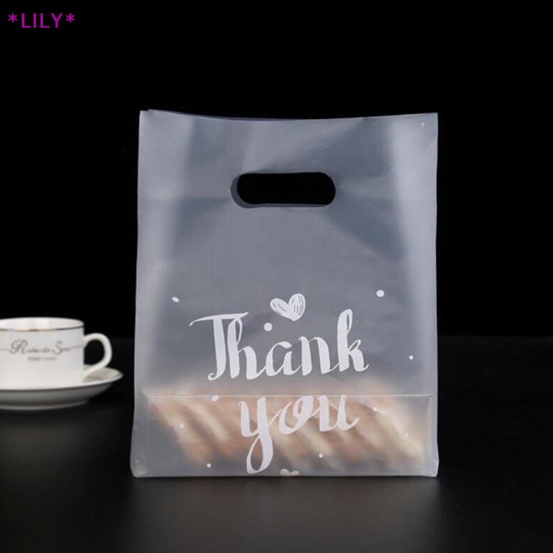 Lily 50pcs Cảm ơn bạn nhựa kẹo Túi Quà Tặng Túi mua sắm đám cưới Gói Túi uuu