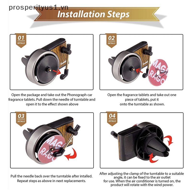 [prosperityus1] Máy Khuếch Tán Hương Thơm Xe Hơi Phong Cách Retro Kẹp [VN]