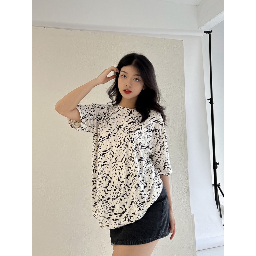 Áo thun chất liệu len 100% cotton form rộng unisex hoạ tiết cao cấp TSS8091