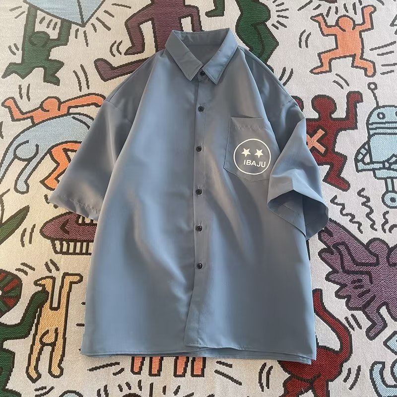 Áo Sơ Mi Ngắn Tay Dáng Rộng Thời Trang Mùa Hè Nhật Bản Dành Cho Nam