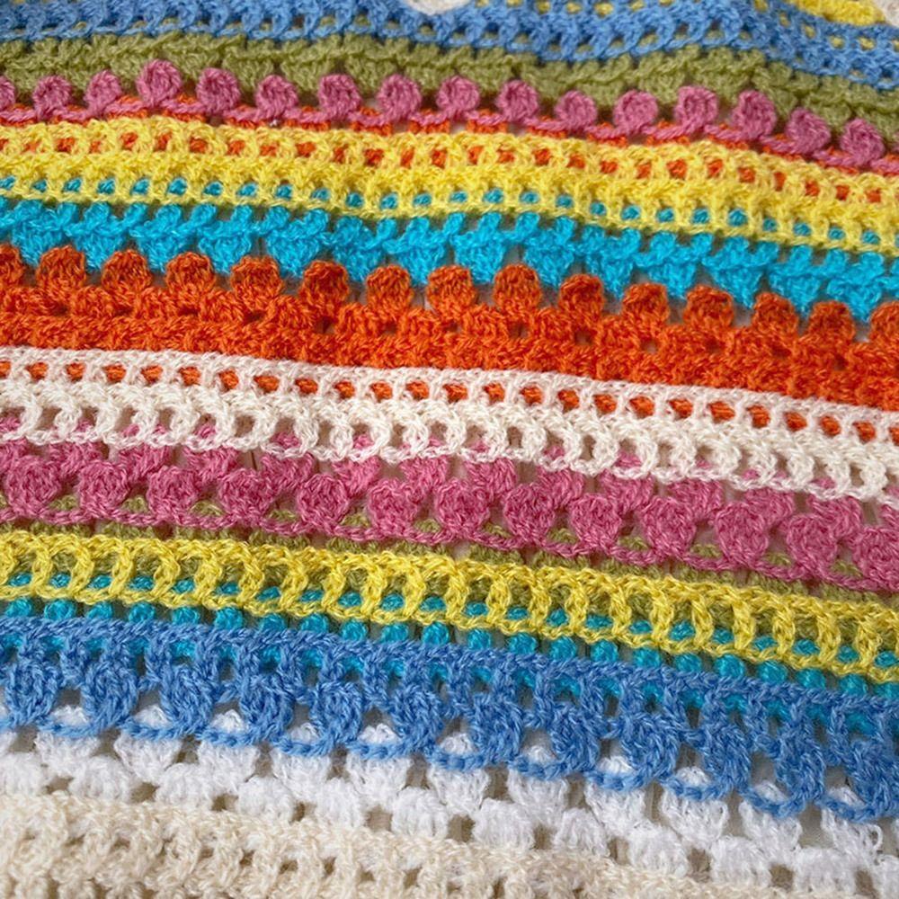 Áo Hai Dây Tua Rua Họa Tiết Kẻ Sọc Rỗng Độc Đáo Ngọt Ngào Cho Bạn Gái