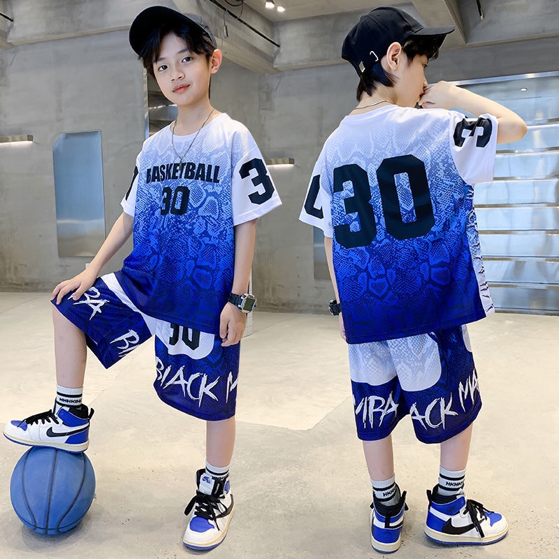 Bộ Đồ Thể Thao Bóng Rổ In Chữ Thoáng Khí Size 120-170 Thời Trang Mới Cho Bé Trai