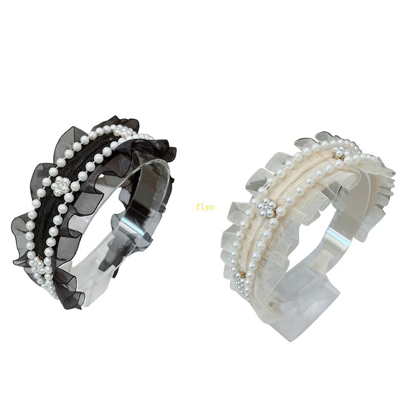 Flgo Băng Đô Ren Phối Ngọc Trai Phong Cách Retro Thanh Lịch Dùng Làm Đạo Cụ Chụp Ảnh