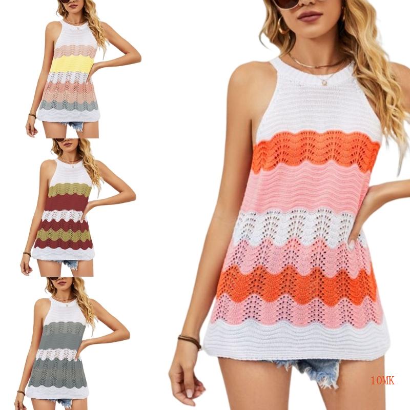 Xiangbao Áo Tank Top Dệt Kim Không Tay Dáng Rộng Thời Trang Mùa Hè Cho Nữ