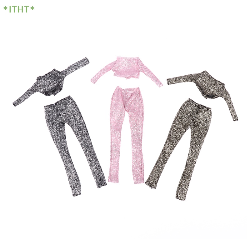 Bộ Áo Thun Tay Dài + Quần Dài Màu Hồng Lấp Lánh Dành Cho Búp Bê Mới