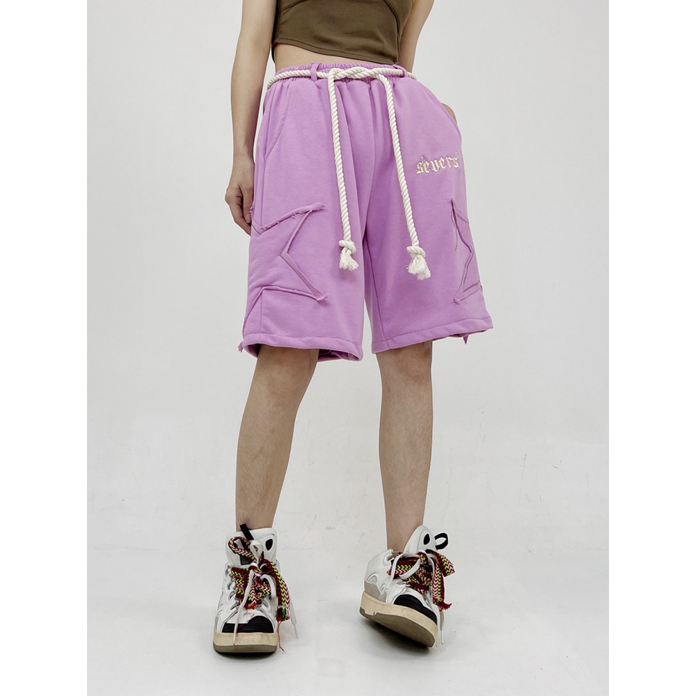 Quần Short Lưng Thun Ống Rộng Thêu Hình Ngôi Sao Phong Cách Mỹ Cổ Điển Thời Trang Mùa Hè Hàng Mới 2023 Dành Cho Bạn Nữ