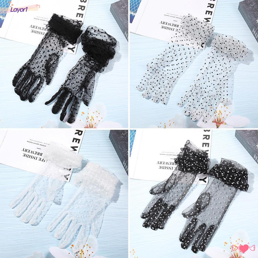 1 Đôi Găng Tay Vải Tuyn Ren Siêu Mỏng Co Giãn Phong Cách Vintage Thanh Lịch