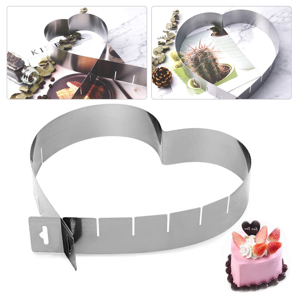 Khuôn Làm Bánh Nhiều Tầng Hình Trái Tim Bằng Thép Không Gỉ Có Thể Điều Chỉnh Mới