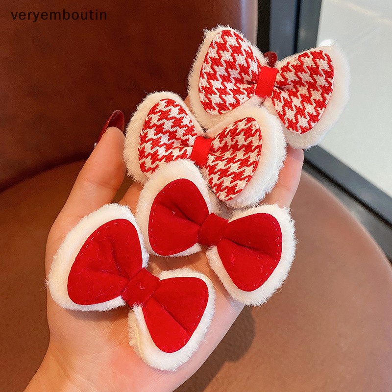 Kẹp Tóc Nơ Nhỏ Bằng Vải Bông Màu Trắng Đỏ Dễ Thương Thời Trang Thu Đông Dành Cho Bé Gái