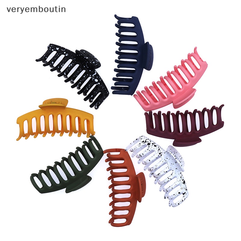 Kẹp Tóc Càng Cua Lớn Bằng Nhựa Màu Trơn Thanh Lịch Cho Nữ