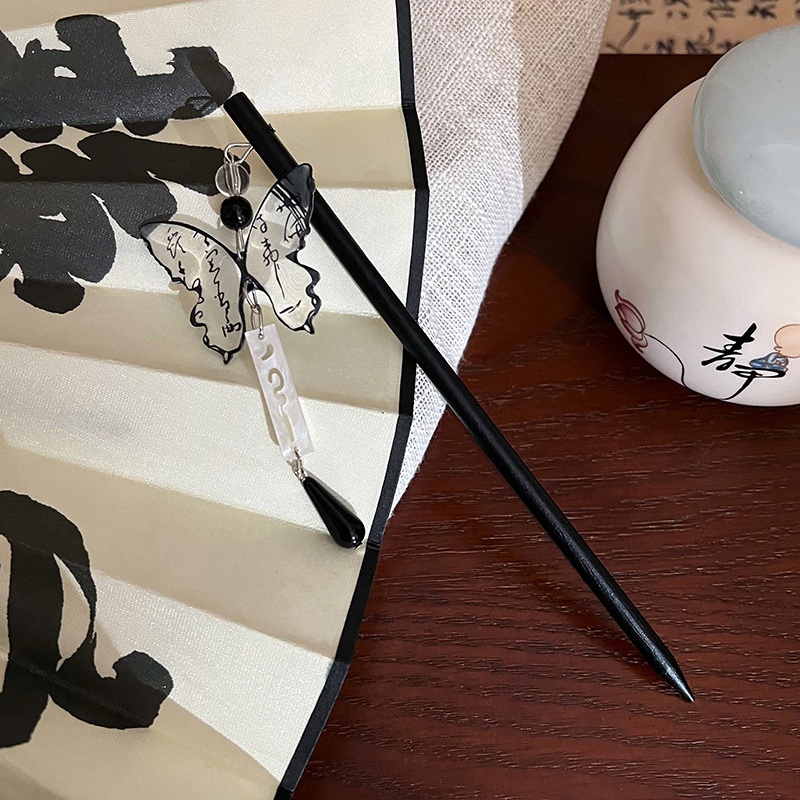 Trâm Cài Tóc Hình Bướm Màu Đen Phong Cách Trung Hoa Thời Trang Mùa Hè Cho Nữ