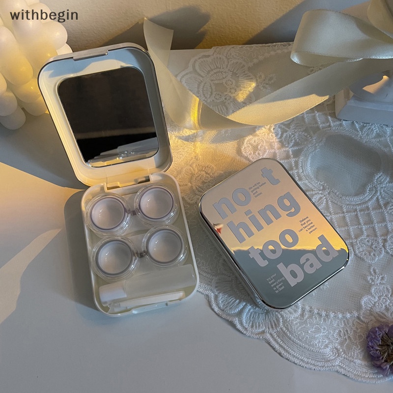 Hộp Đựng Kính Áp Tròng Kèm Gương Và Nhíp Tiện Dụng Mang Theo Du Lịch Cho Nữ