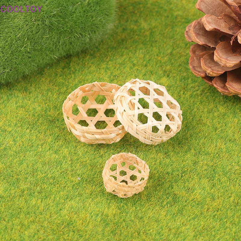 Mô Hình Rổ Tre Mini Hình Tròn Độc Đáo Trang Trí Nhà Búp Bê