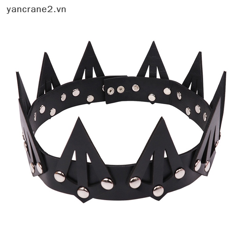 Băng Đô Cài Tóc Hình Vương Miện Bằng Da Màu Đen Phong Cách Gothic Cổ Điển Dịp Halloween yancrane2.vn