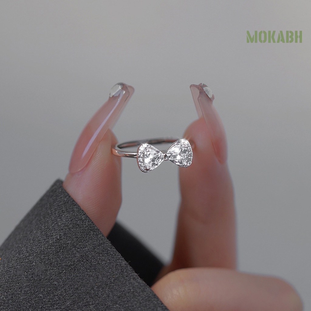 Nhẫn Hở Hình Nơ Đính Đá Lấp Lánh Dễ Phối Đồ Thời Trang Dự Tiệc Cho Nữ