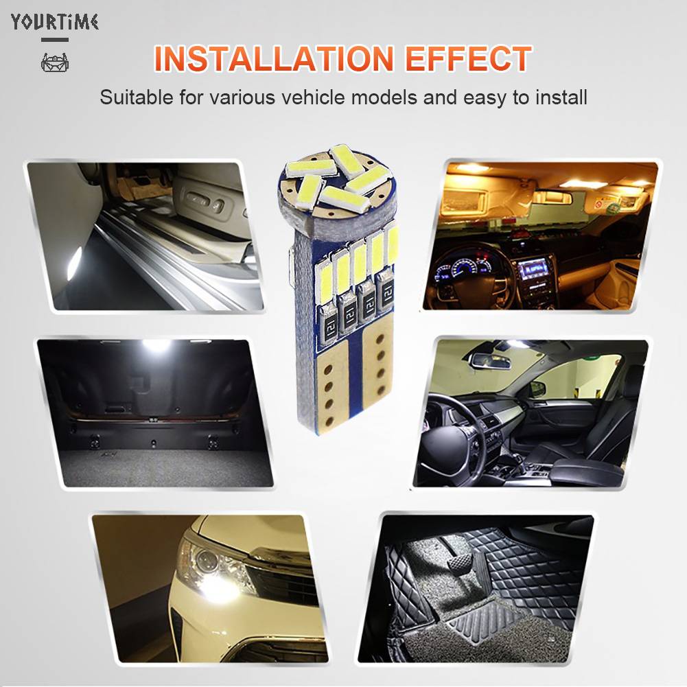 Set 10 Bóng Đèn T10 W5W 12V 6000K Ánh Sáng Trắng Cho Xe Ô Tô