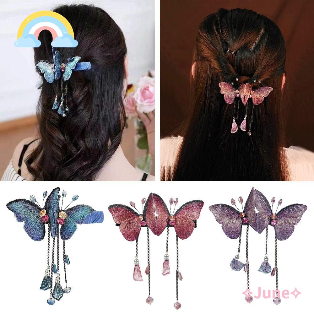 JUNE Kẹp Tóc Đính Đá Phong Cách Hàn Quốc Cho Nữ