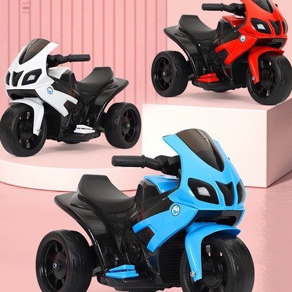 Xe máy điện trẻ em giá rẻ có bàn đạp ga, xe máy điện 3 bánh cho bé chịu tải trọng 30kg, bảo hành 6 tháng