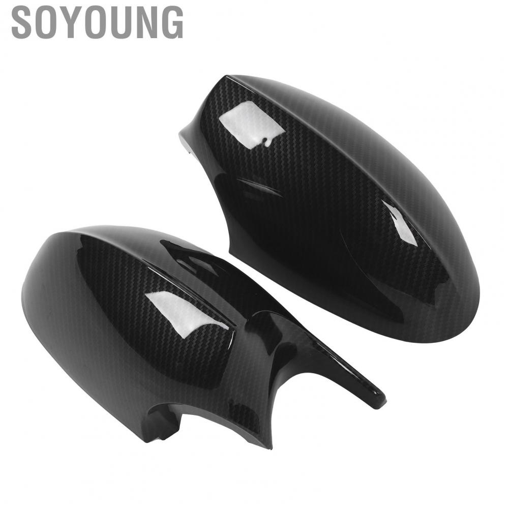 Soyoung 2pcs Carbon Fiber Style Side Mirror Caps Protection Cover Fit for E90 E91 E92 E93