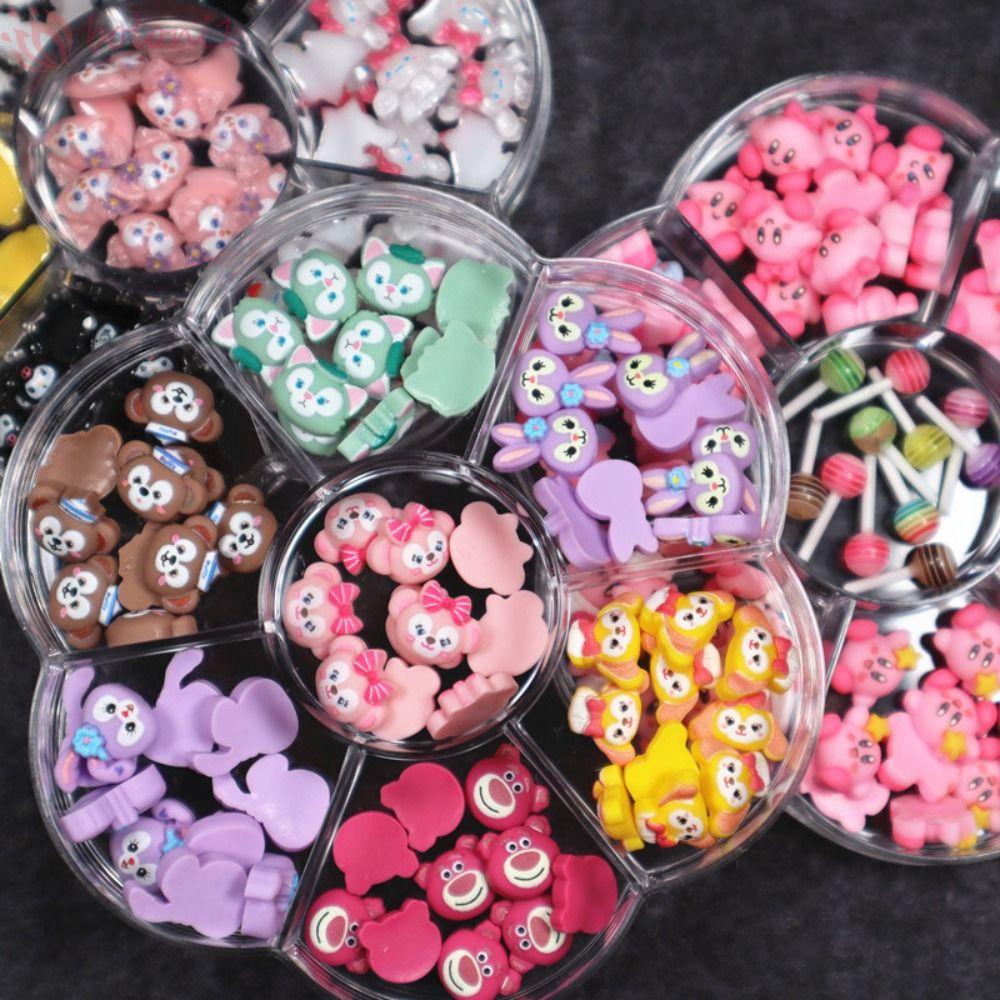 Hộp Phụ Kiện Trang Trí Móng Tay Họa Tiết Hoạt Hình Kuromi Kirby Cinnamoroll