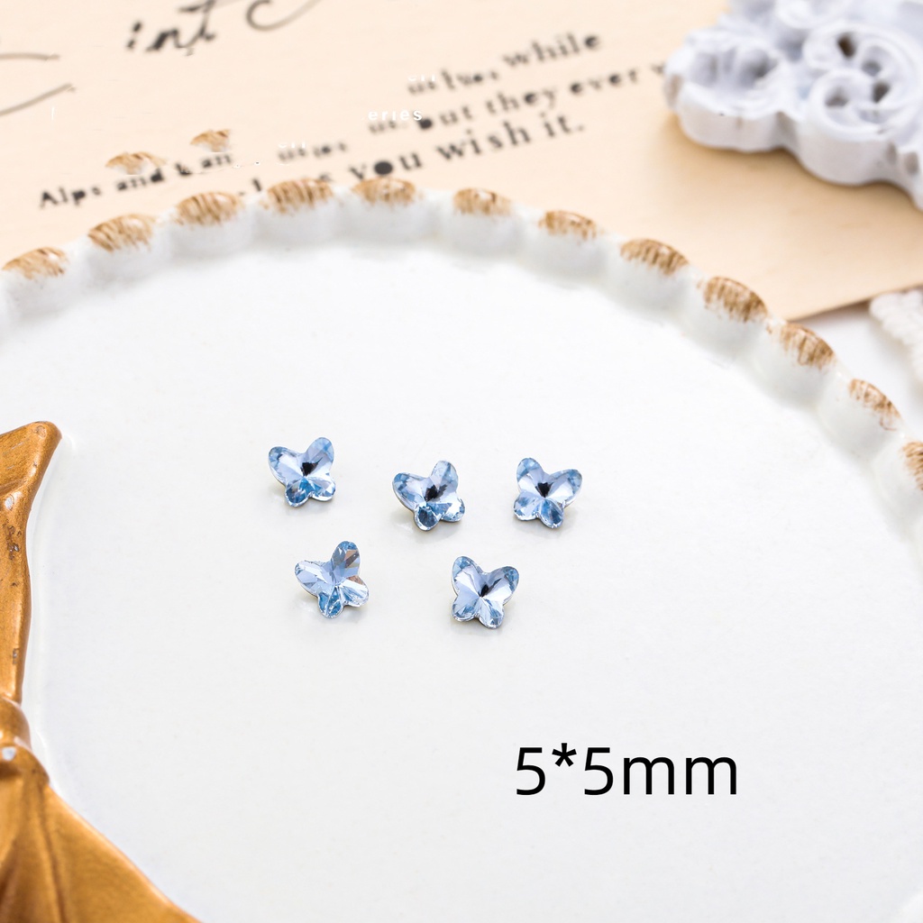 Hạt Kim Cương Giả Màu Xanh Dương Siêu Mỏng Hình Người Ngoài Hành Tinh Trái Tim Trang Trí Móng Tay