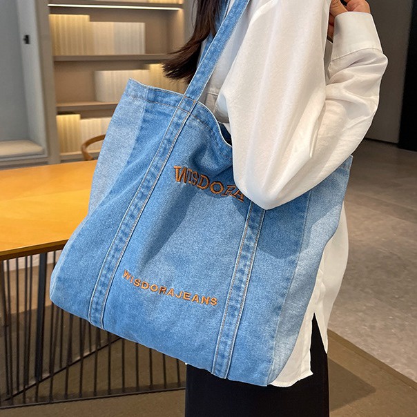 Túi Xách Vải Denim 2 Màu Thời Trang Hàn Quốc