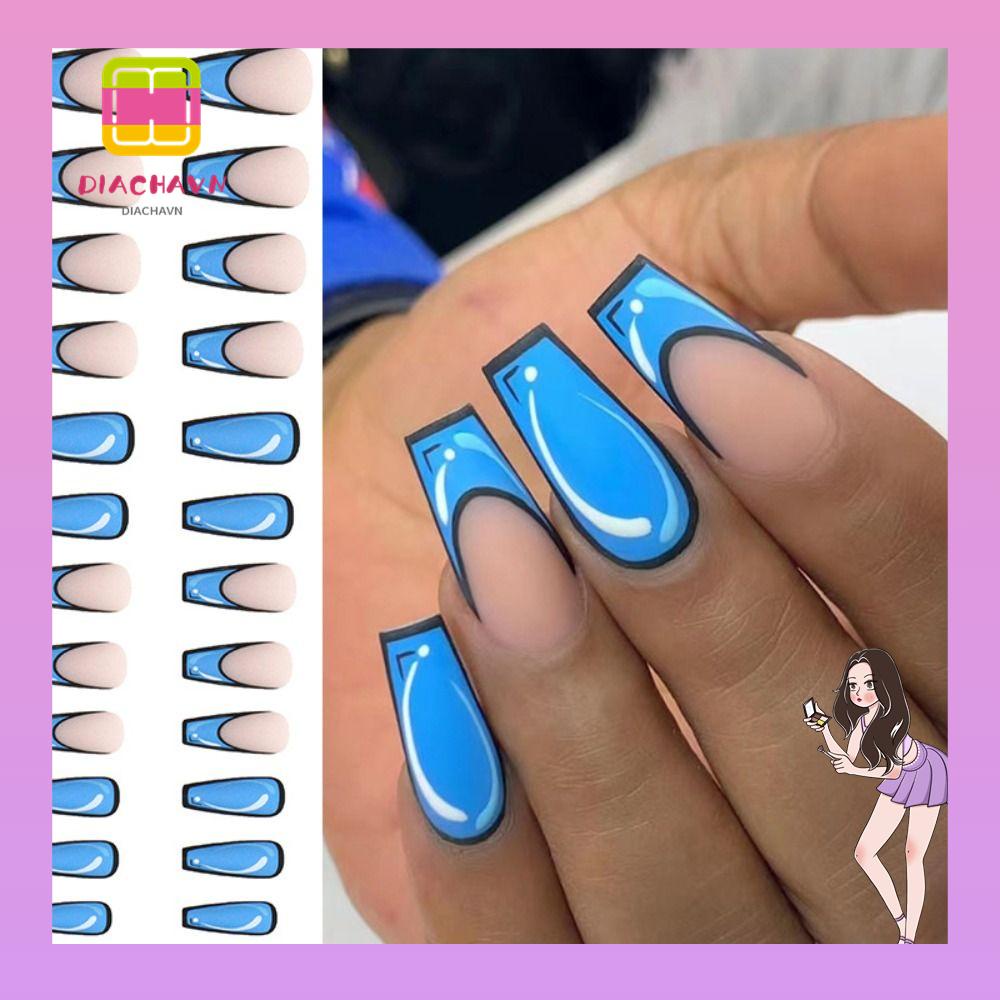 Móng Tay Giả Viền Đen Dạng Nhấn DIY