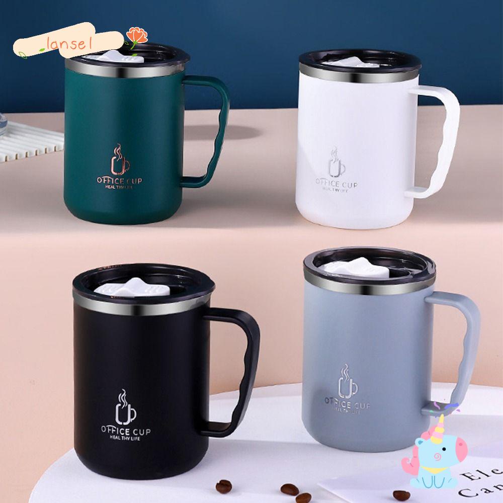 Cốc Uống Cà Phê Có Tay Cầm Và Nắp Đậy Hai Lớp Chống Tràn Khi Đi Du Lịch