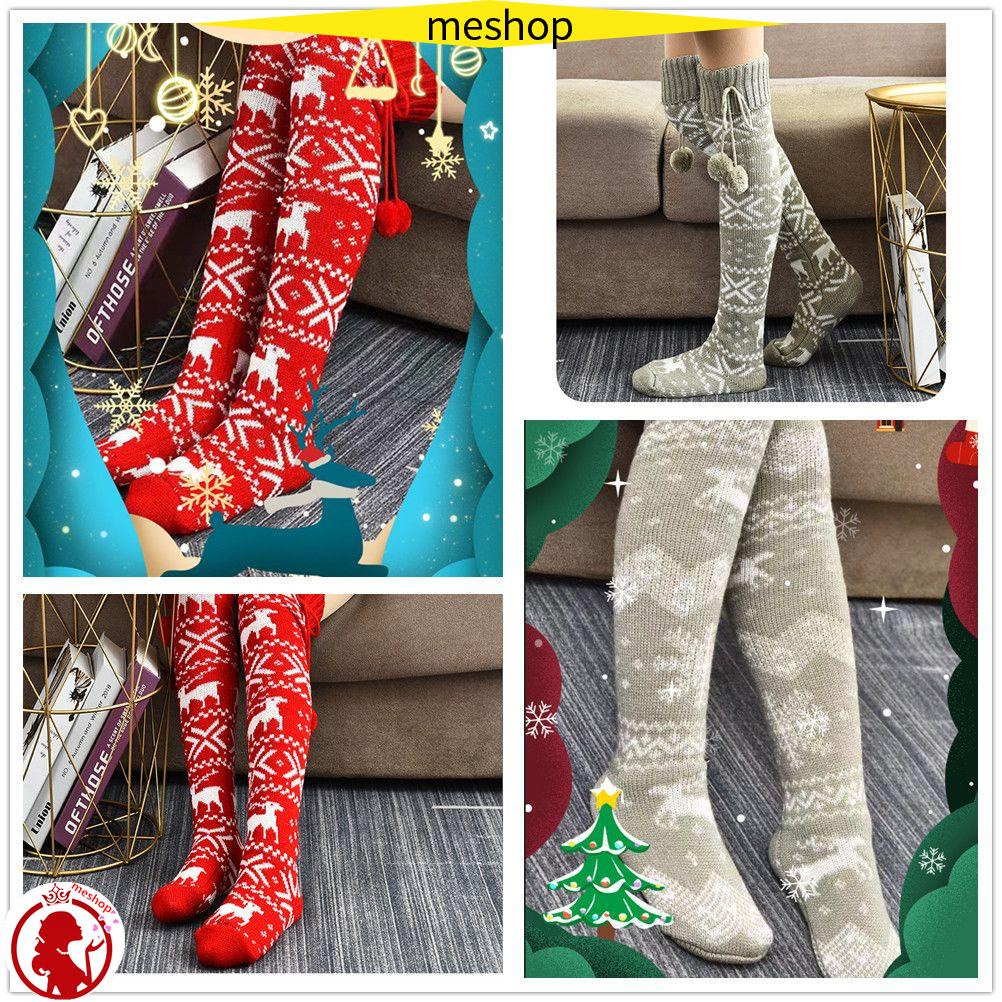 ME Tất Dệt Kim Hoạ Tiết Giáng Sinh Thời Trang Mùa Đông