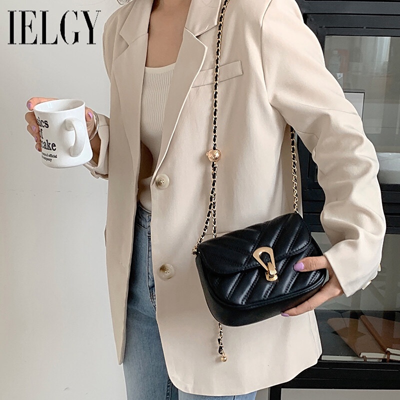 Túi Đeo Chéo Dây Xích Nhỏ Hình Thoi Màu Vàng Phong Cách Dành Cho Nữ