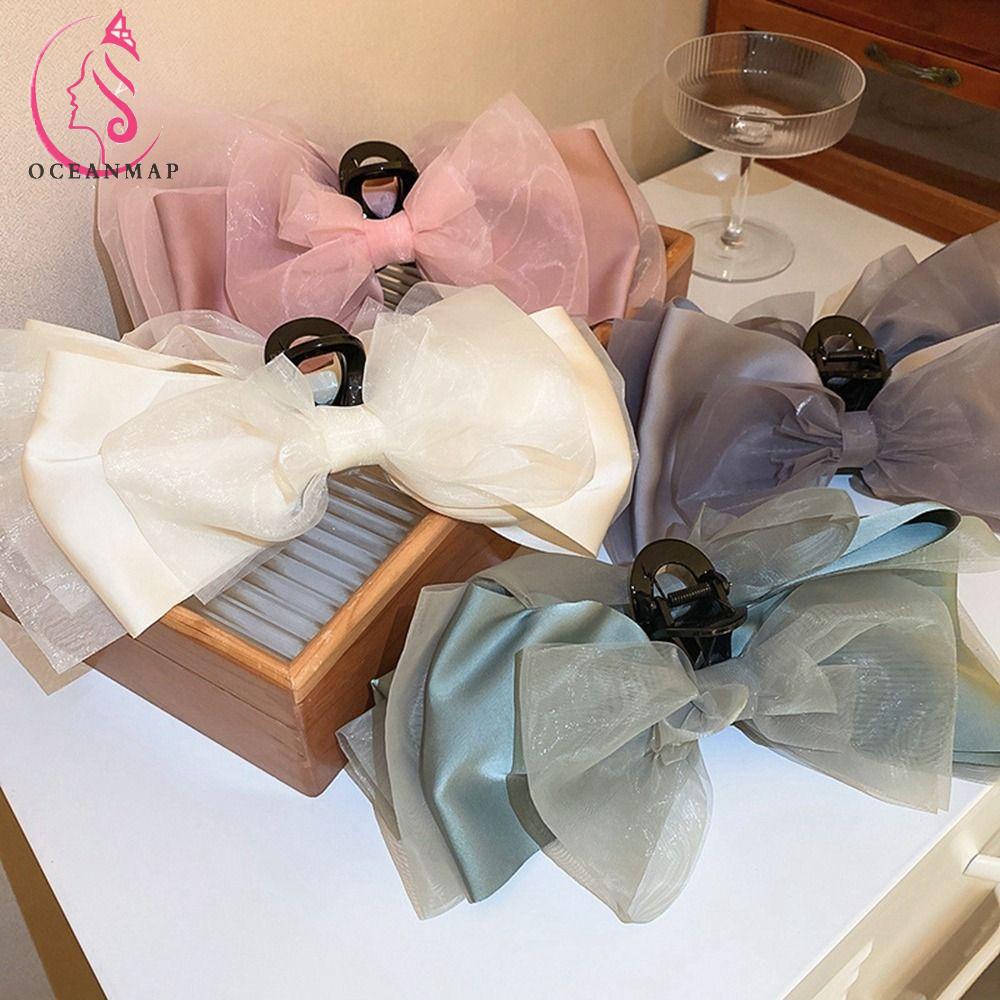 OCEANMAP Kẹp Tóc Càng Cua Đính Nơ Bằng Nhựa Acrylic Cho Bữa Tiệc Giá Đỡ