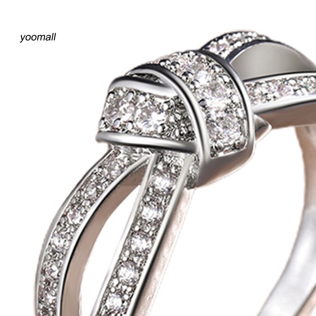 Nhẫn Hợp Kim Hình Nơ Xoắn Đính Đá Thời Trang Cho Nữ