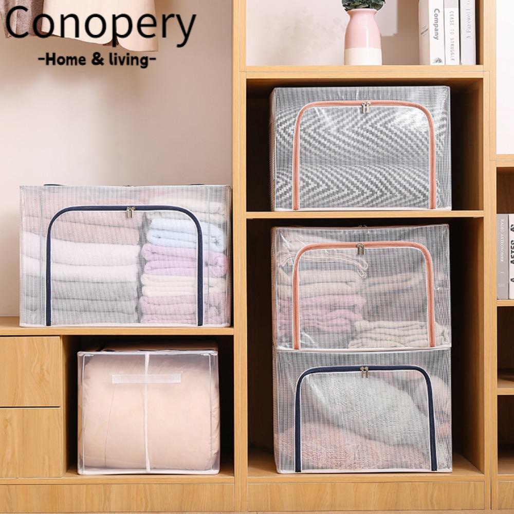 CONOPERY Hộp Đựng Chăn Bằng Nilon Trong Suốt Khung Thép Cỡ Lớn Tiện Dụng