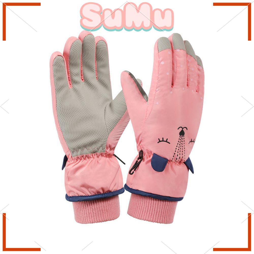 1 Đôi Găng Tay Trượt Tuyết Chống Thấm Nước Họa Tiết Hoạt Hình Dành Cho Bé