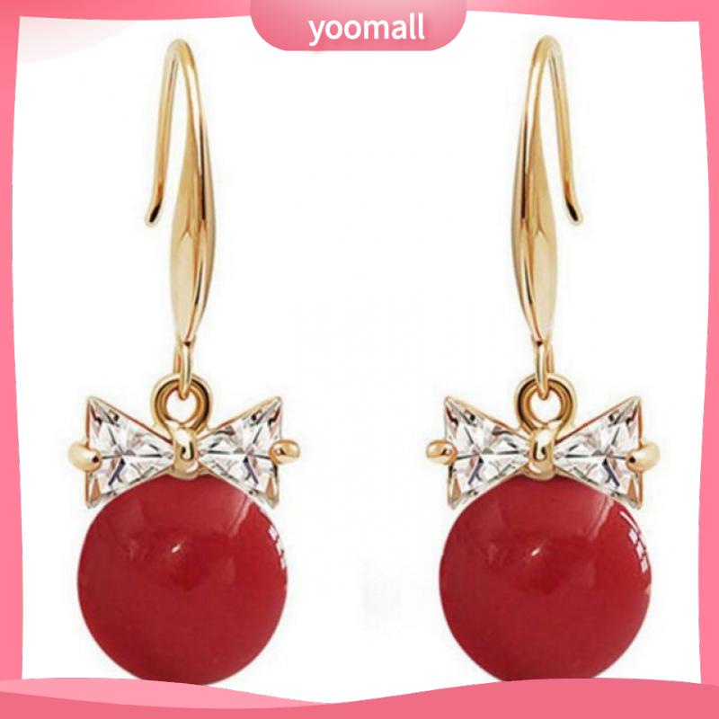 Bông Tai Nơ Đính Ngọc Trai Lấp Lánh Thời Trang [YM]