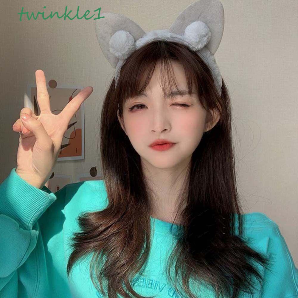 TWINKLE Băng Đô Tai Mèo Đính Lông Xù Lấp Lánh Dành Cho Nữ