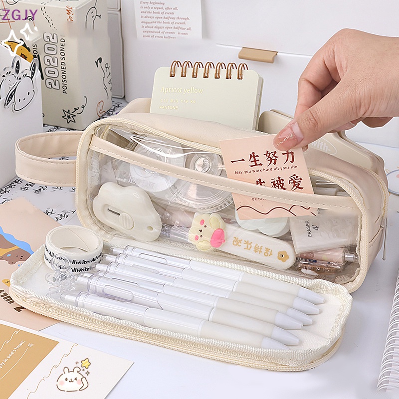 Túi Đựng Bút Bằng Vải Canvas Hai Mặt Màu Macaron Sáng Tạo Mới