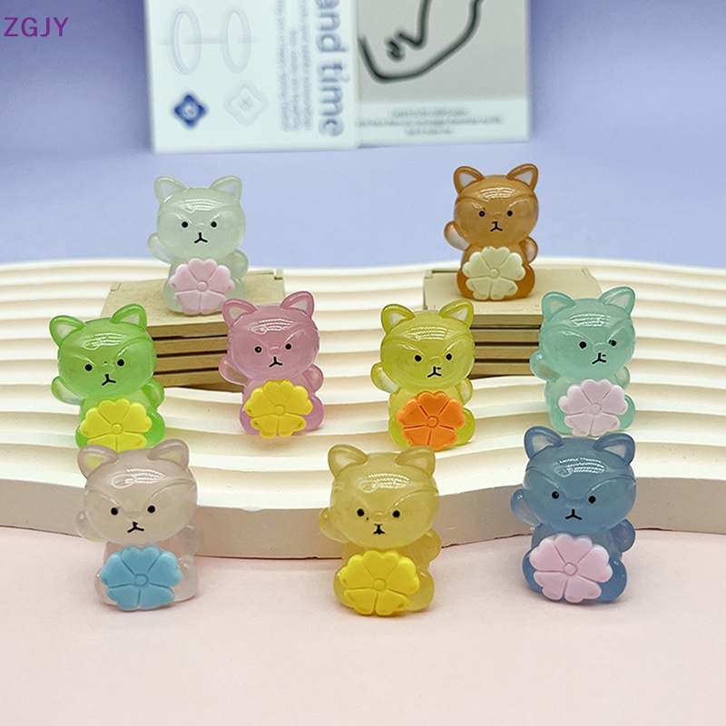 Set 2 Mô Hình Cáo Dạ Quang Mini Bằng Nhựa Resin Trang Trí Bảng Điều Khiển Xe Hơi / Nhà Cửa Mới