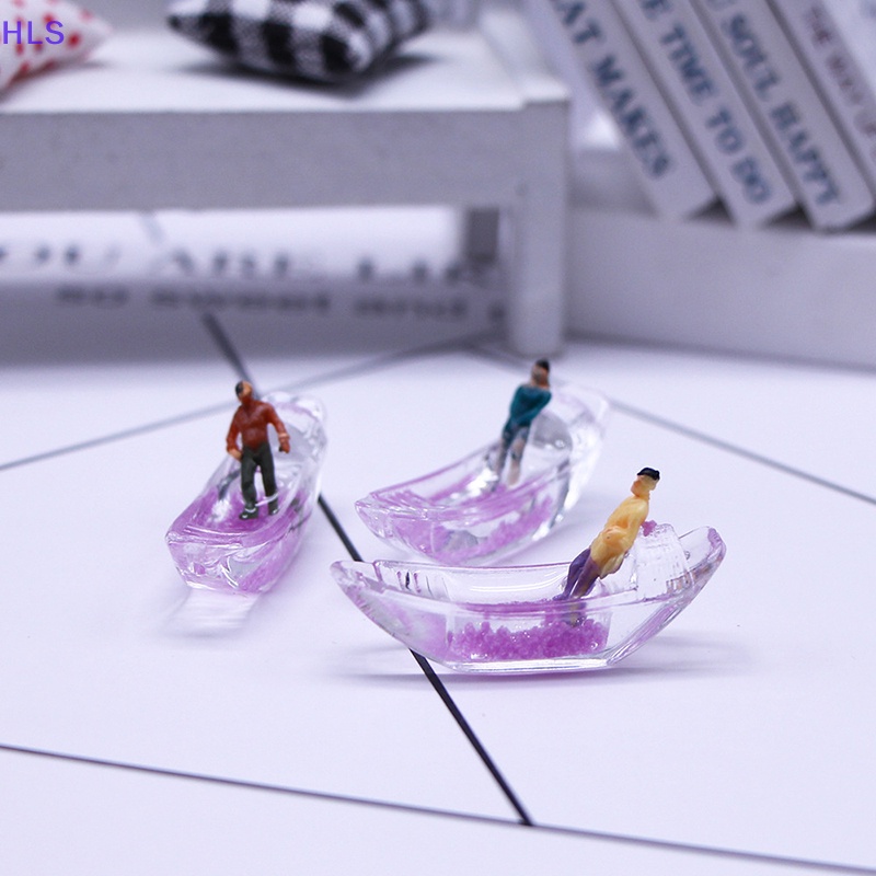 Bộ 2 Mô Hình Thuyền Villa Mini Phát Quang Dùng Trang Trí Túi Xách / Móc Khóa Diy