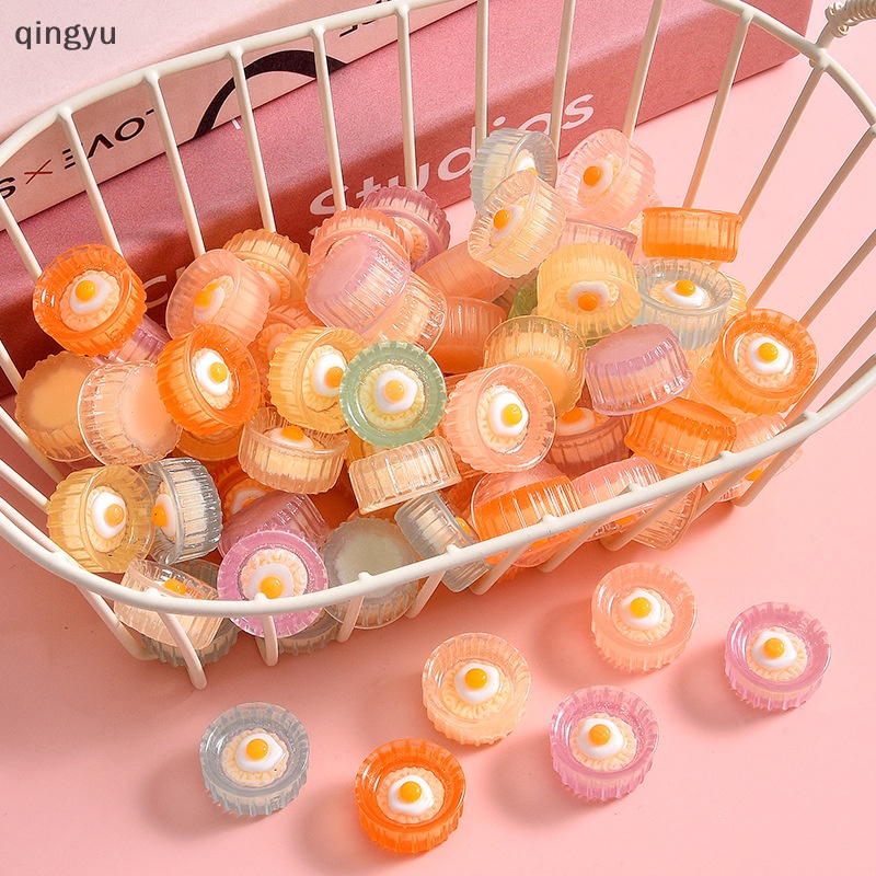 Qingyu Bộ 5 Đồ trang trí Trứng Ngâm Sợi Dạ Quang Mini Bằng Nhựa Resin Phát Sáng Trong Bóng Tối Trang Trí