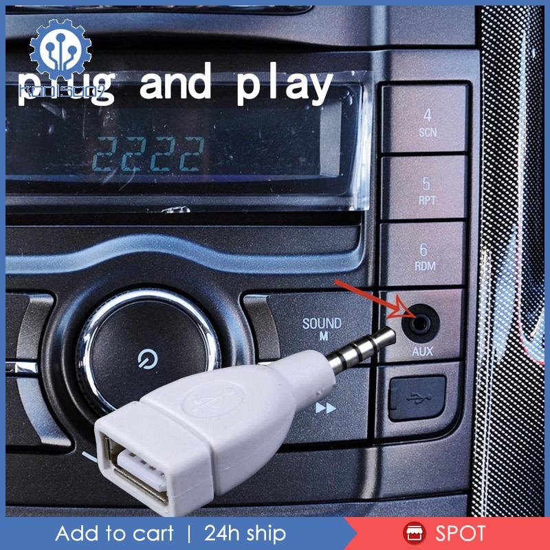 Giắc Cắm Âm Thanh AUX 3.5mm Male Sang USB 2.0 Female Cho Xe Hơi Koolsoo2