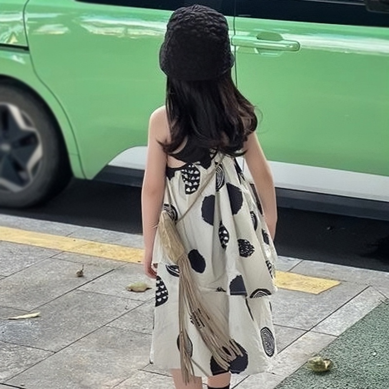 Đầm Không Tay Nhiều Lớp In Họa Tiết Phong Cách Hàn Quốc Thời Trang Mùa Hè Dành Cho Bé Gái
