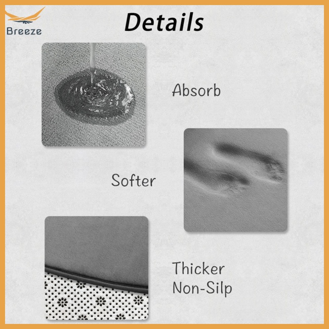 Thảm Lót Sàn Hình Tròn Thấm Hút Tốt Chống Trượt Nhanh Khô Tiện Dụng Cho Phòng Ngủ / Nhà Bếp / Phòng Tắm