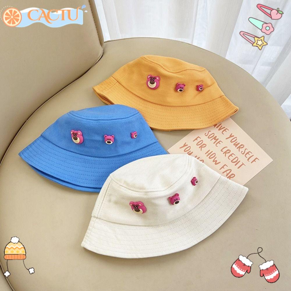 Nón Tai Bèo Chống Nắng Nhiều Màu Sắc In Họa Tiết Gấu Dâu Tây Hoạt Hình Dễ Thương Thời Trang Mùa Hè Cho Nữ