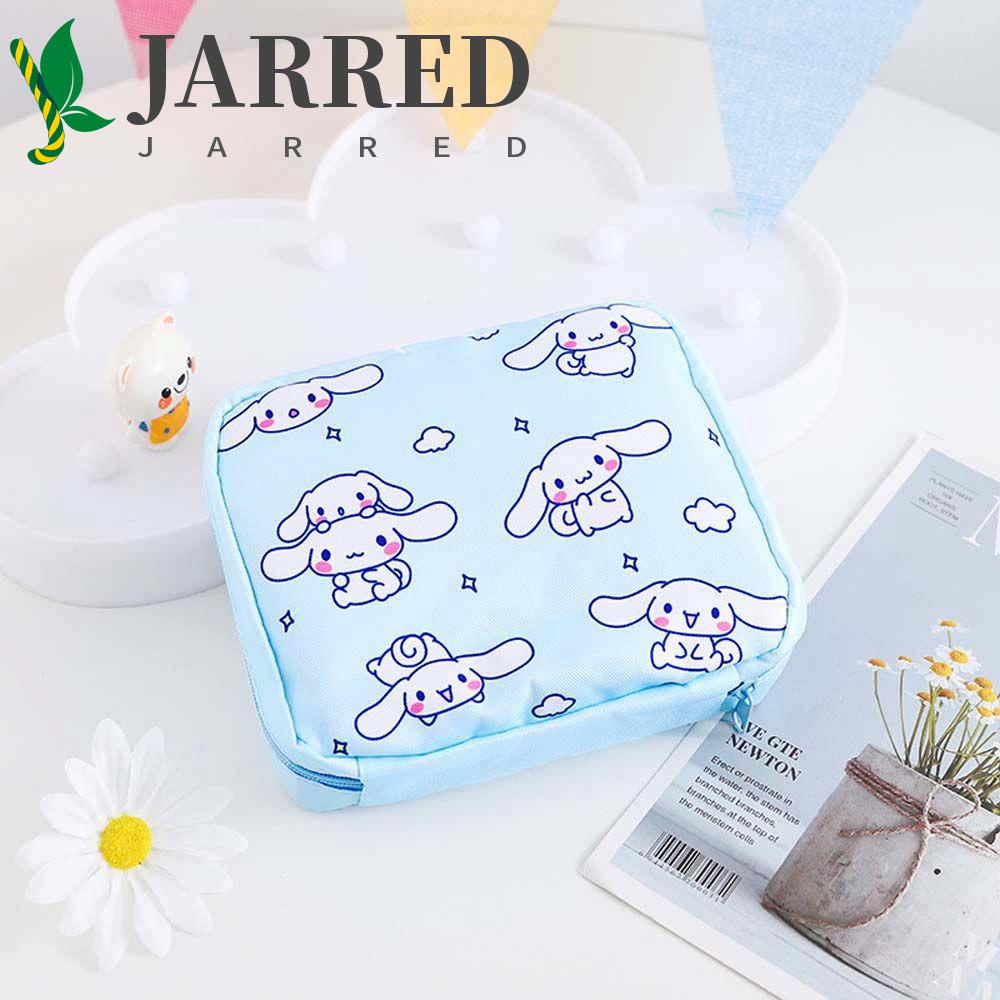 JARRED Túi Đựng Băng Vệ Sinh Tai Nghe / Tiền Xu / Thẻ Họa Tiết Chú Chó Tai To Có Khóa Kéo Kiểu Hàn Quốc Cho Nữ