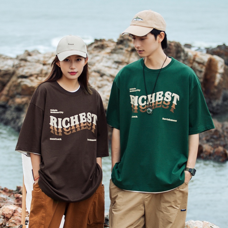 Áo Thun Ngắn Tay In Chữ Phong Cách Retro Thời Trang Cho Nam